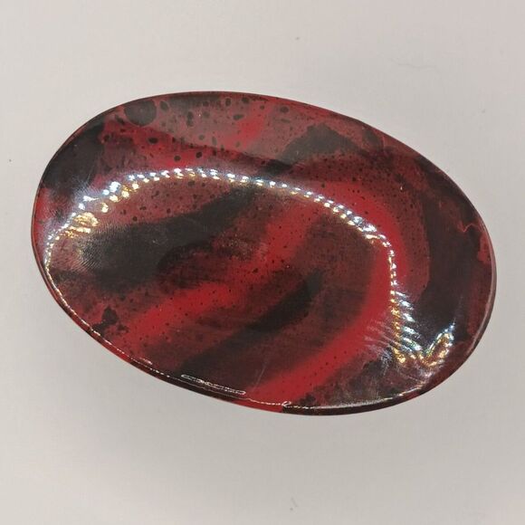 Vintage Japanese Lacquer Nesting Boxes Set - 6", 5", 4" Red & Black Marbled Jars - Picture 8 of 9